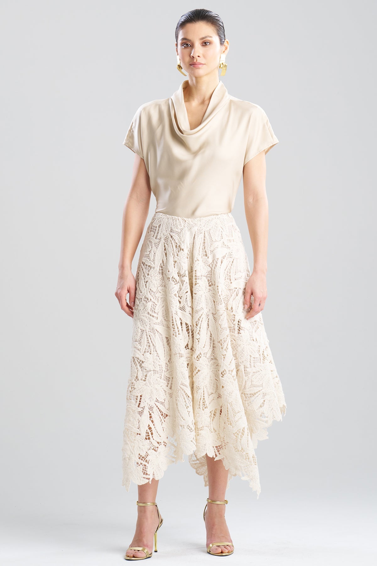 Crochet Lace Cotton Handkerchief Hem Skirt Parchment