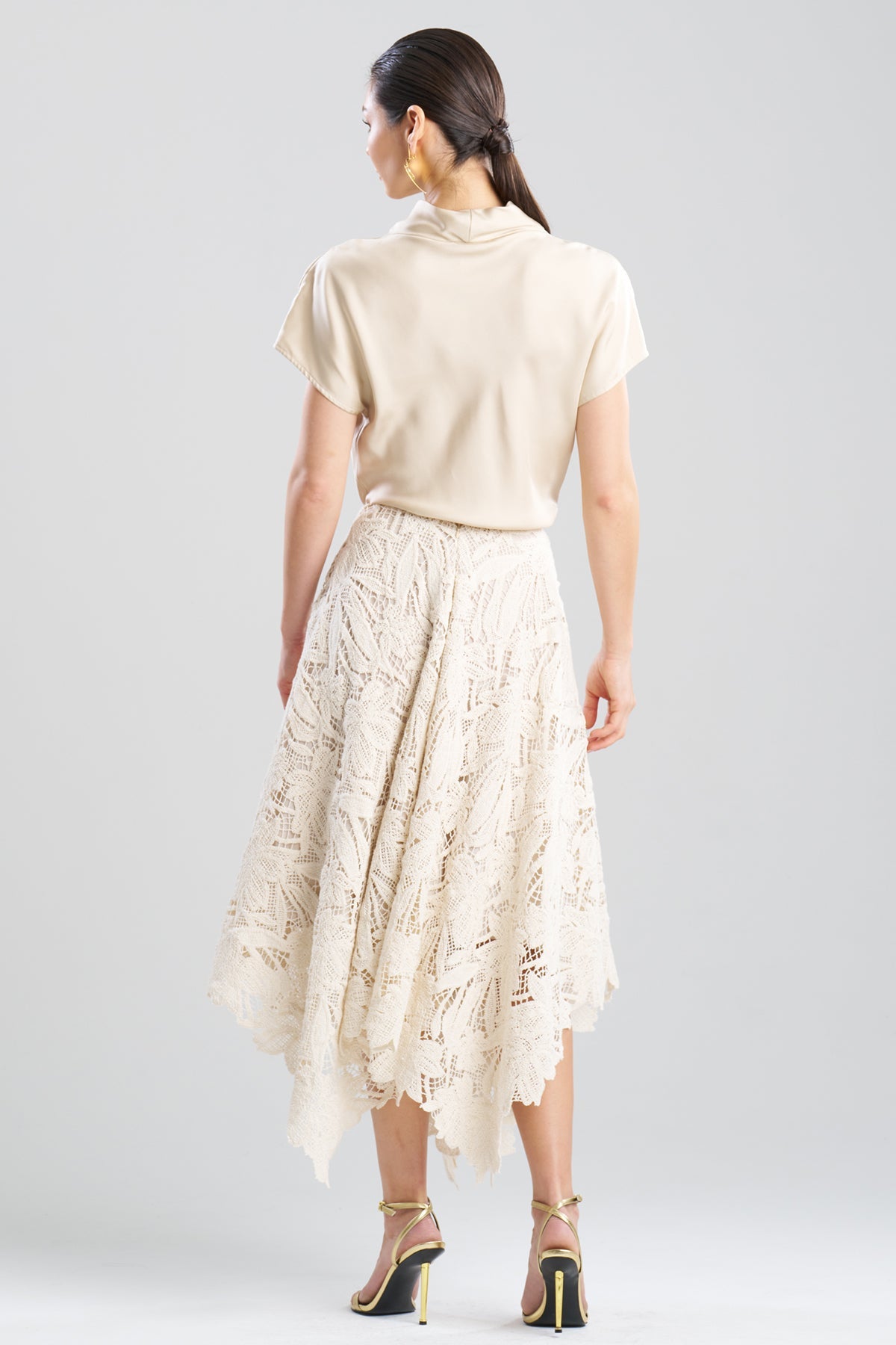 Crochet Lace Cotton Handkerchief Hem Skirt Parchment