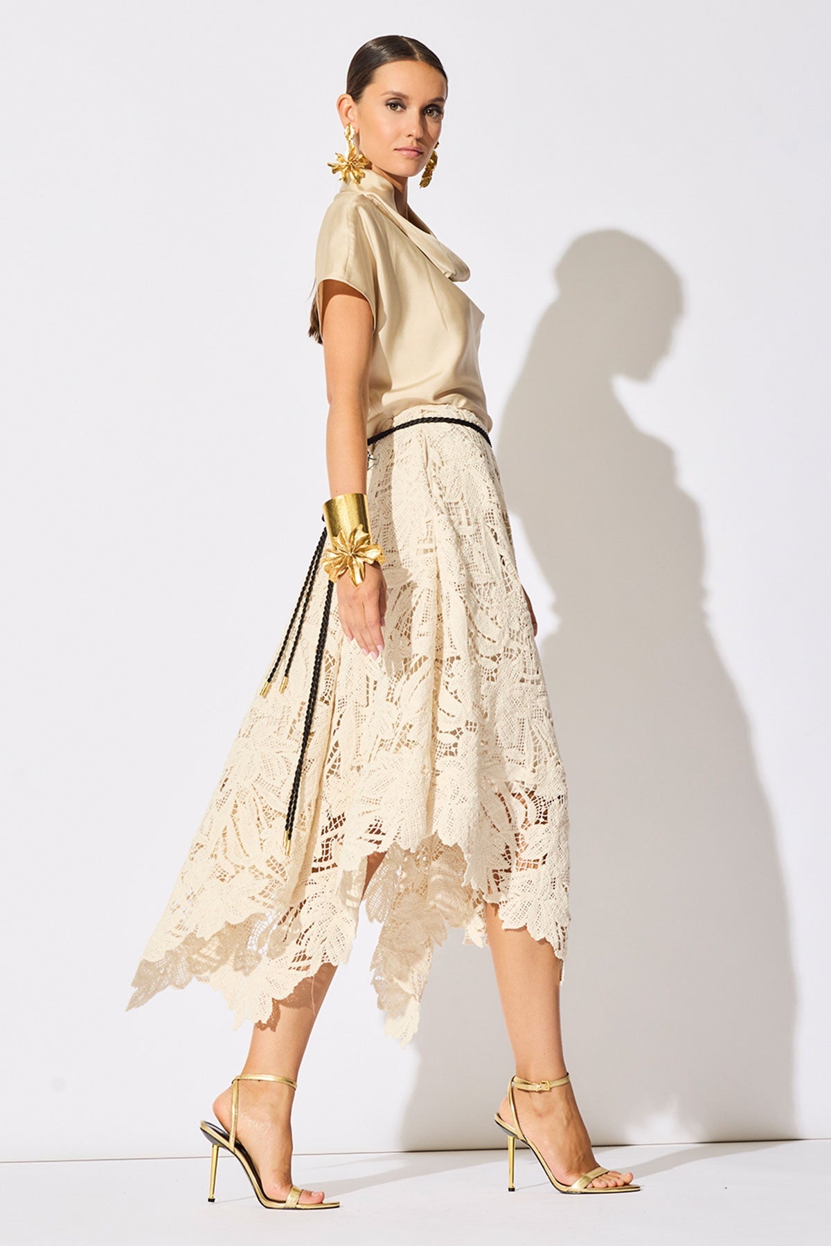 Crochet Lace Cotton Handkerchief Hem Skirt Parchment
