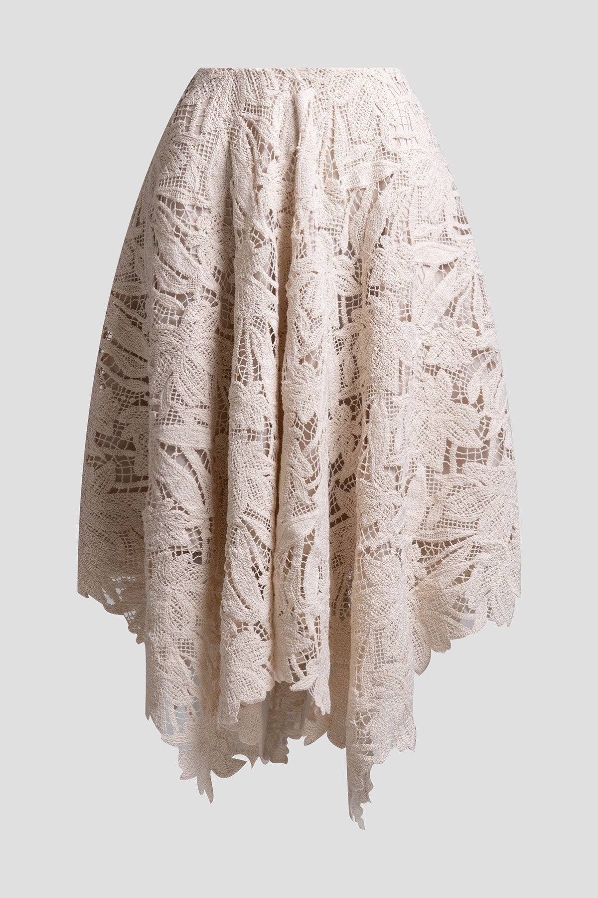 Crochet Lace Cotton Handkerchief Hem Skirt Parchment
