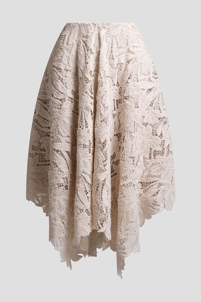 Crochet Lace Cotton Handkerchief Hem Skirt Parchment