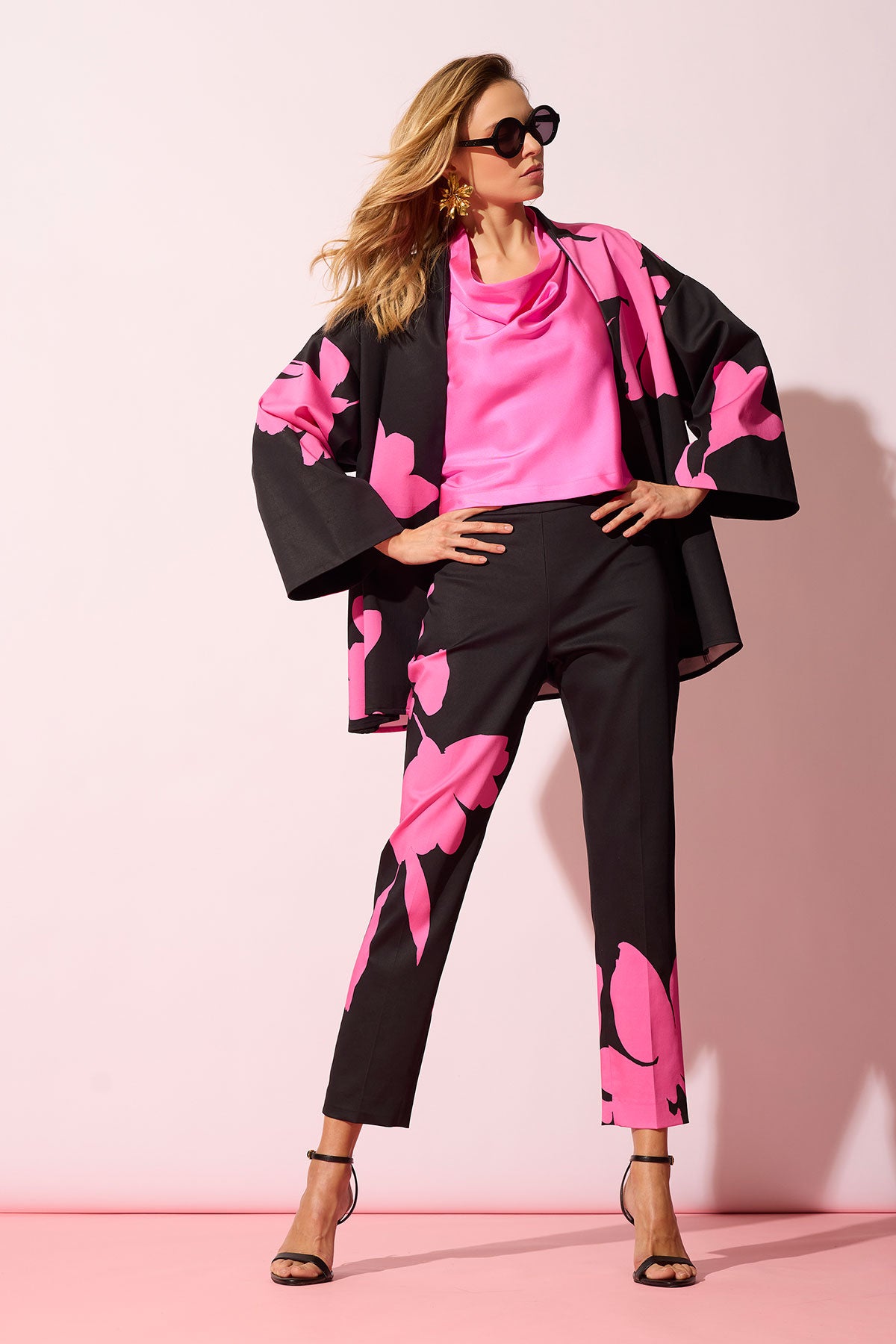 Peony Cotton Chino Side Zip Pants Fresh Pink/Black