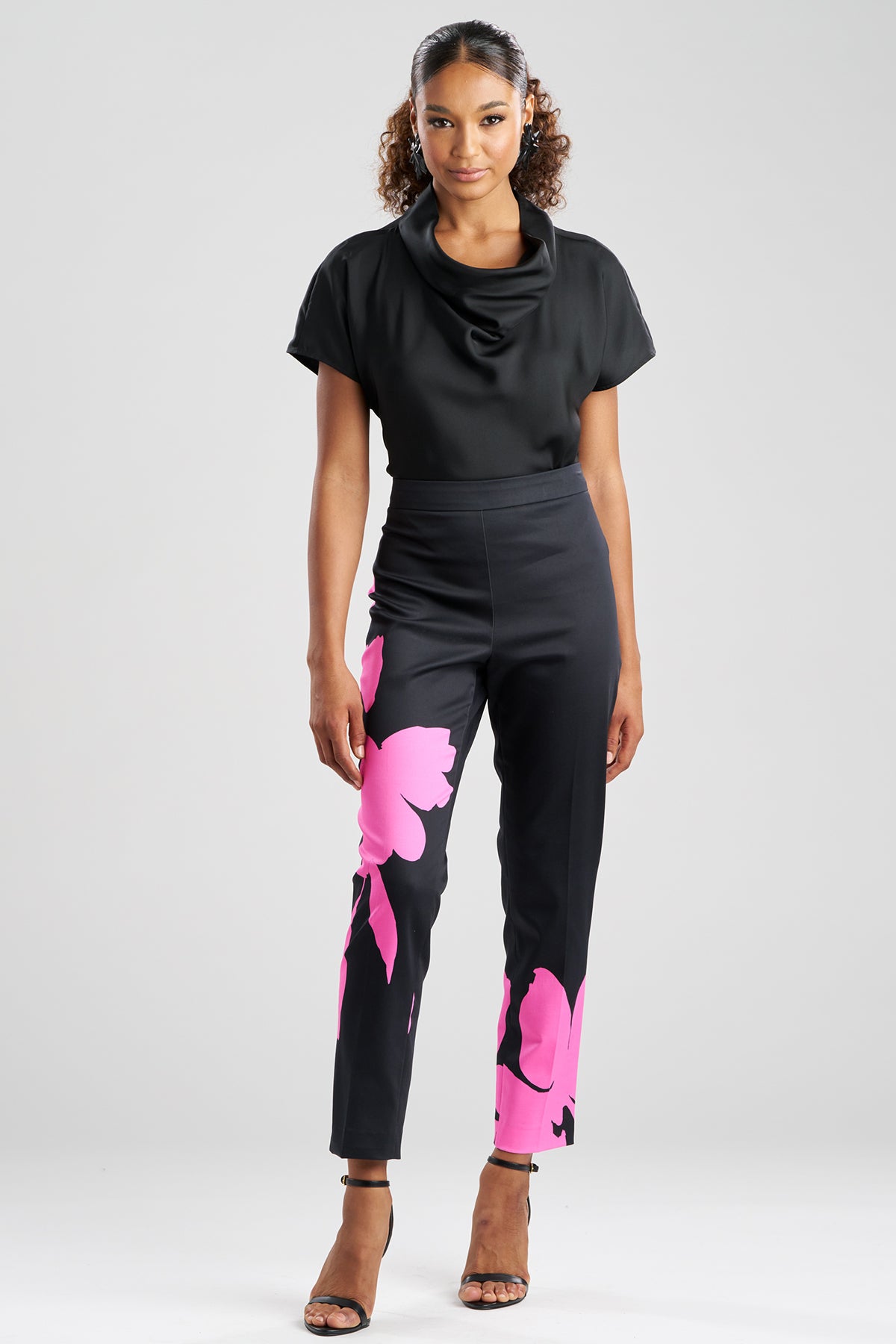 Peony Cotton Chino Side Zip Pants Fresh Pink/Black