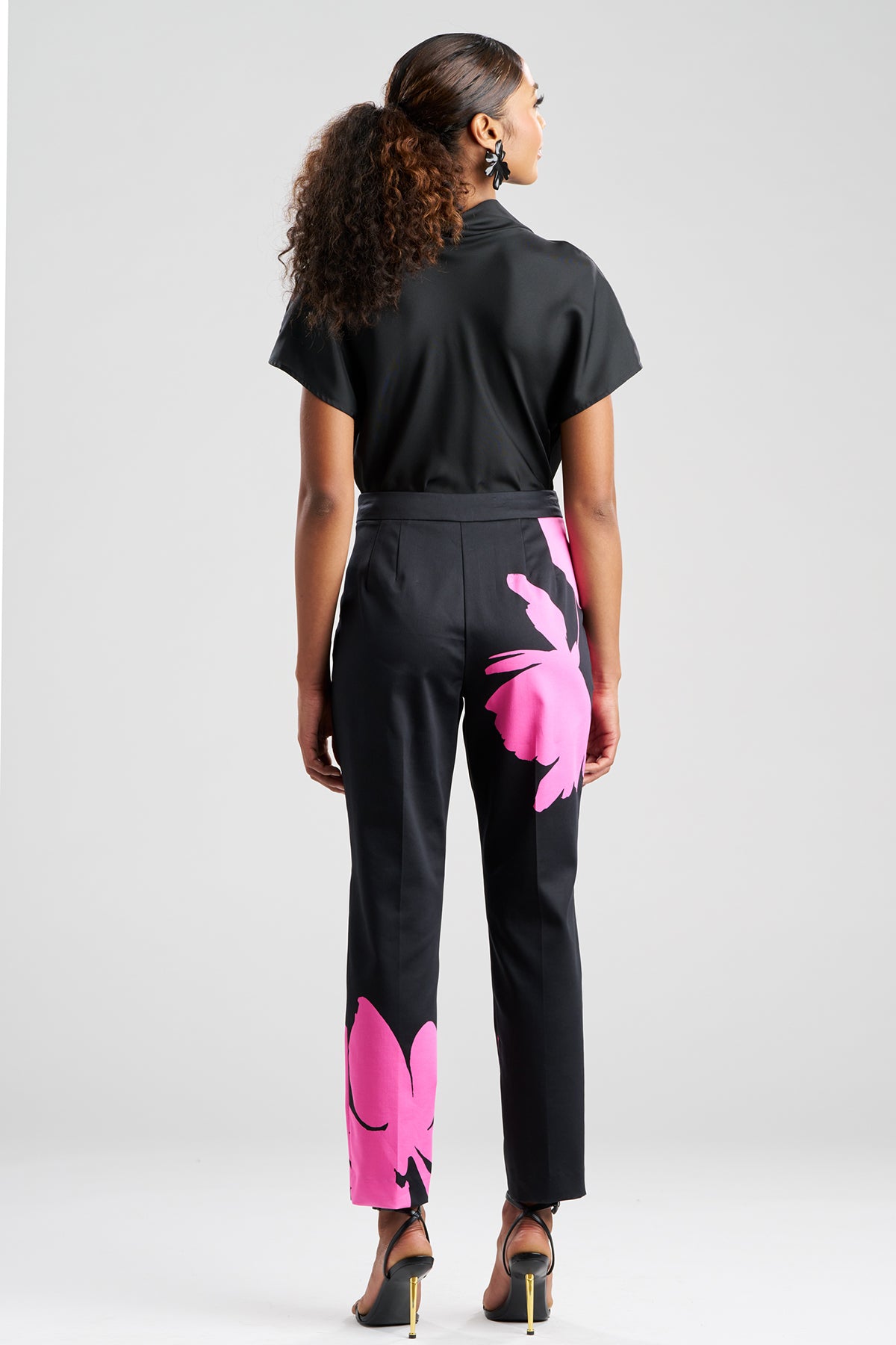 Peony Cotton Chino Side Zip Pants Fresh Pink/Black