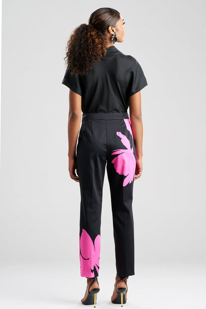 Peony Cotton Chino Side Zip Pants Fresh Pink/Black