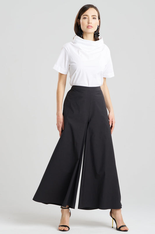 Tech Cotton Taffeta Palazzo Pants Black