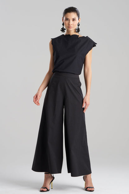 Tech Cotton Taffeta Palazzo Pants Black