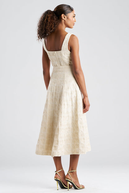 Spiral Embroidery Square Tank Dress Natural
