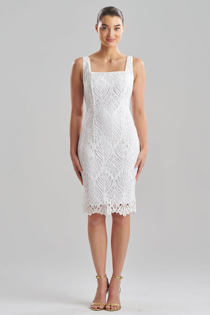 Leaflet Lace Tank Sheath Dress White