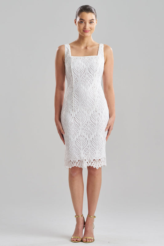 Leaflet Lace Tank Sheath Dress White