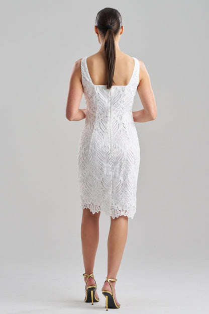 Leaflet Lace Tank Sheath Dress White