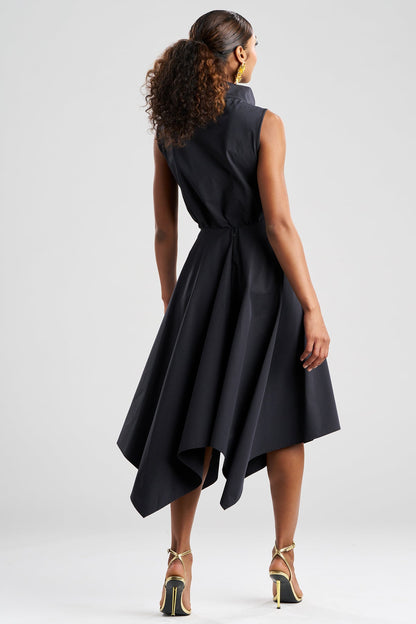 Tech Cotton Taffeta Handkerchief Hem Skirt Black