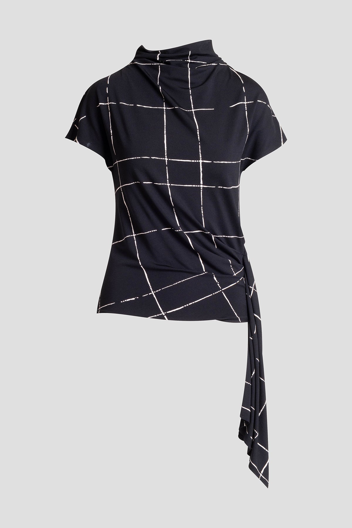 Zia Crepe Knit Cascade Top Black