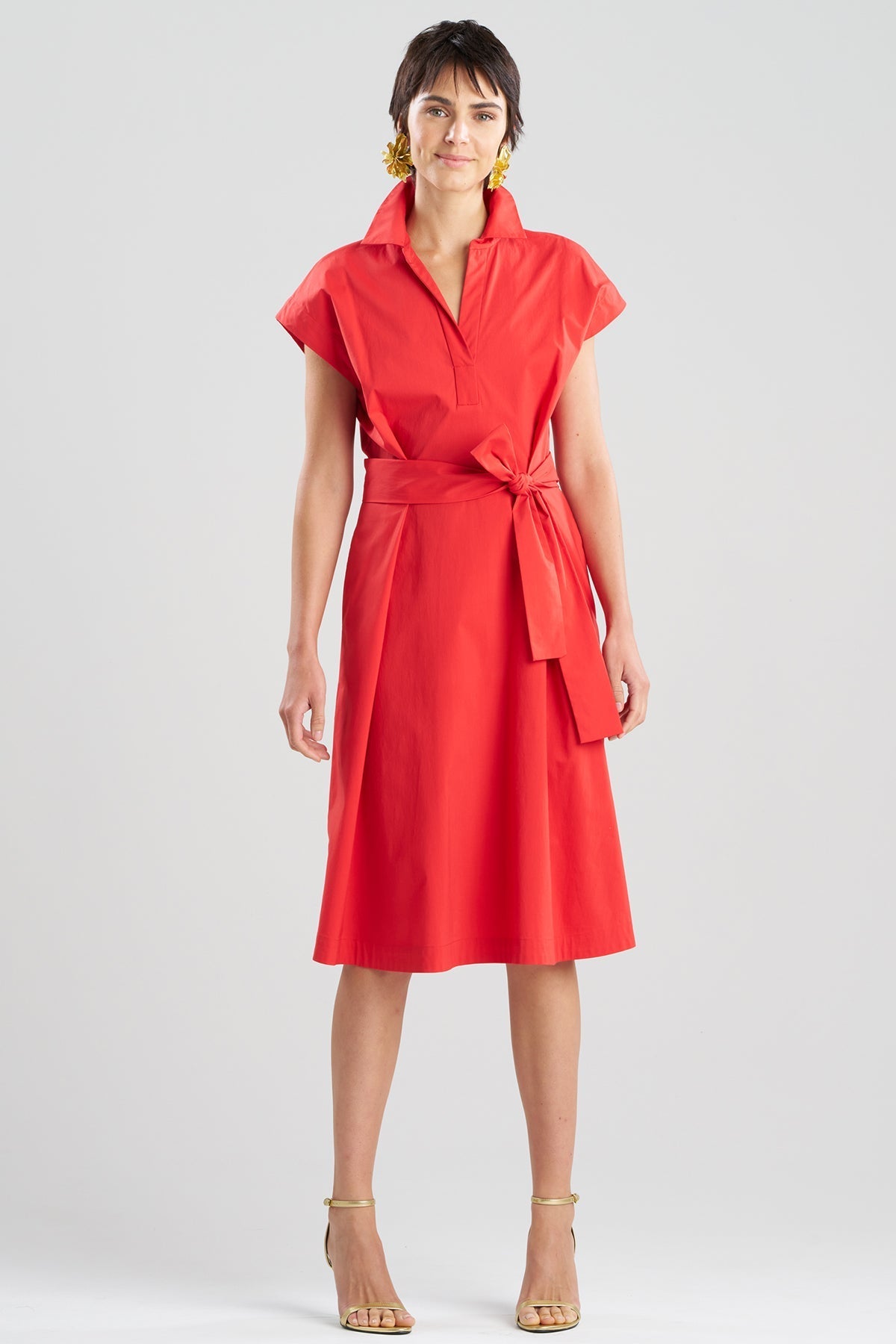 Tech Cotton Taffeta Shirtdress Mars Red