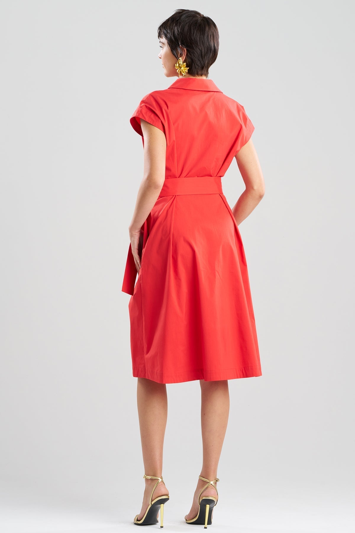 Tech Cotton Taffeta Shirtdress Mars Red