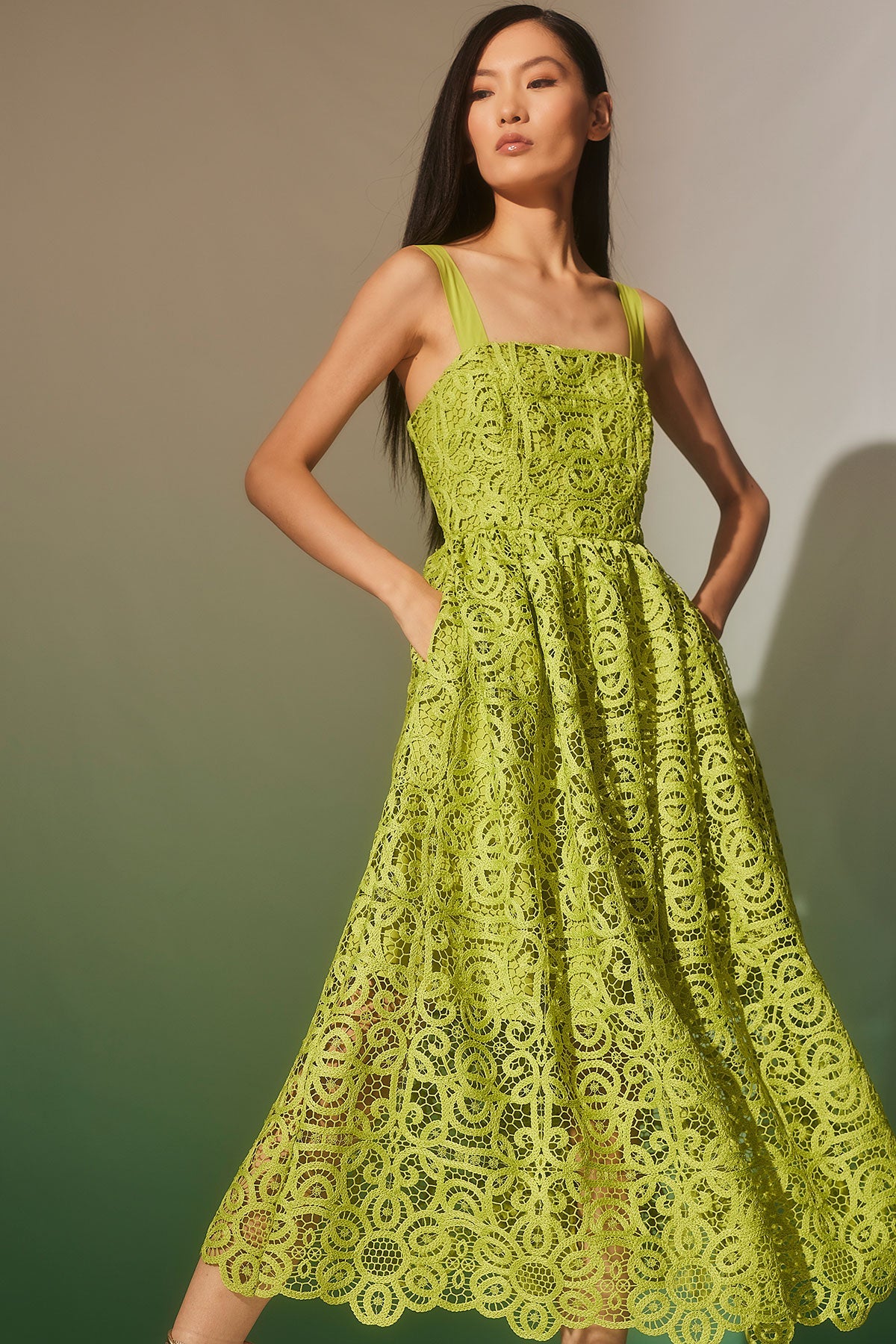 Raffia Lace Sundress Pear