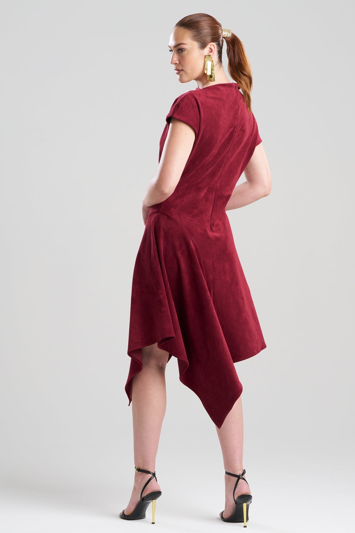 Vegan Luxe Suede Asymmetric Dress Ruby