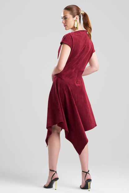 Vegan Luxe Suede Asymmetric Dress Ruby