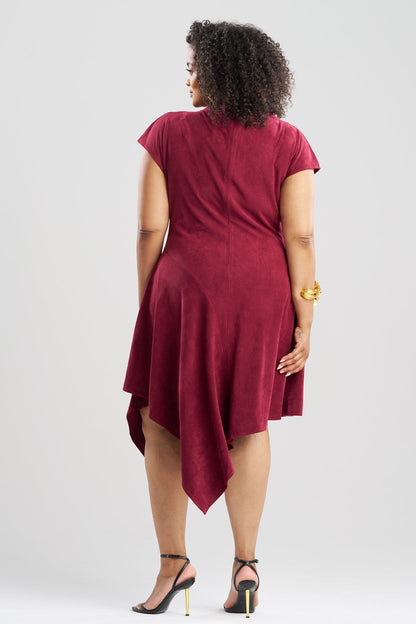 Vegan Luxe Suede Asymmetric Dress Ruby
