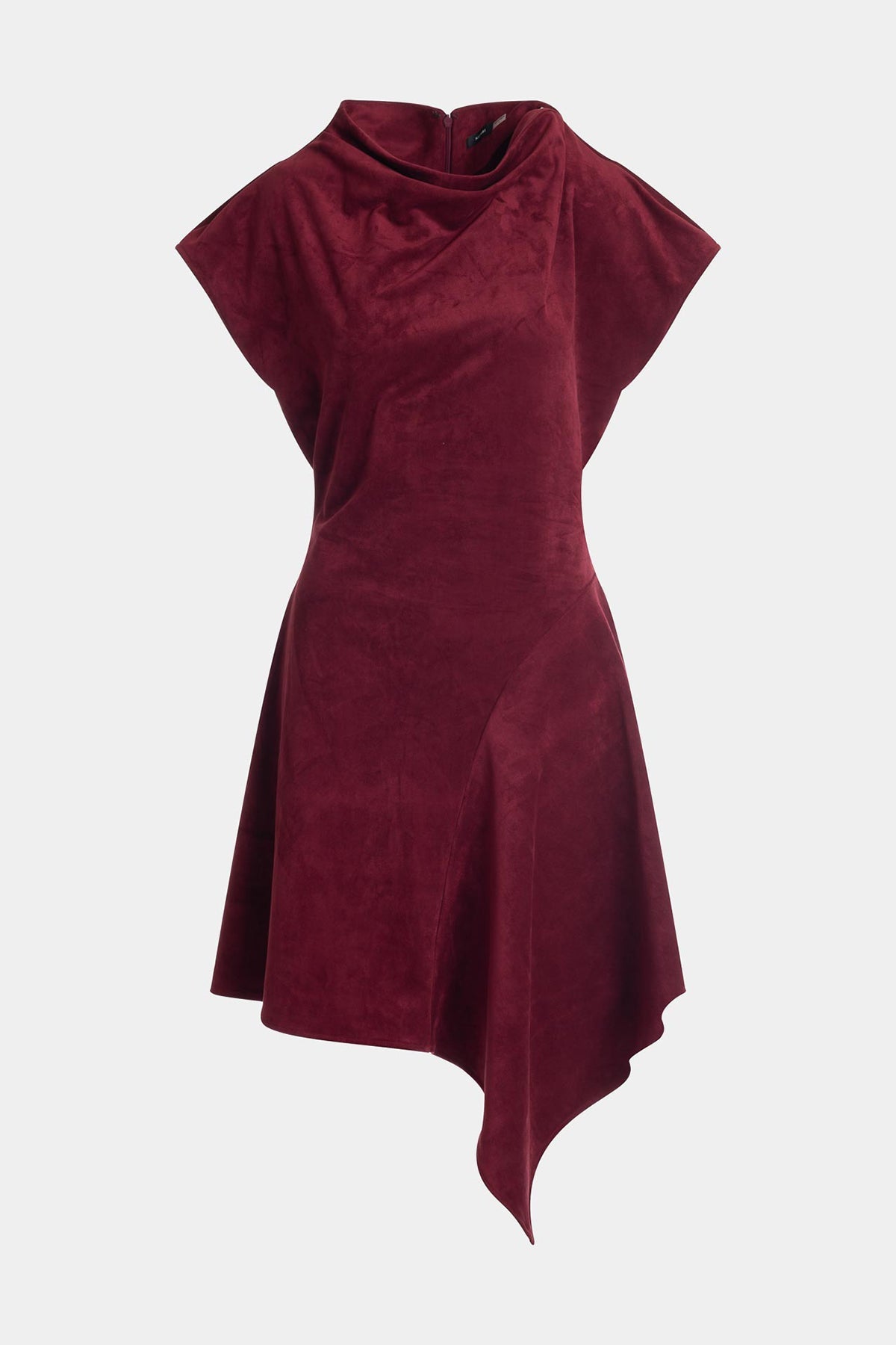Vegan Luxe Suede Asymmetric Dress Ruby