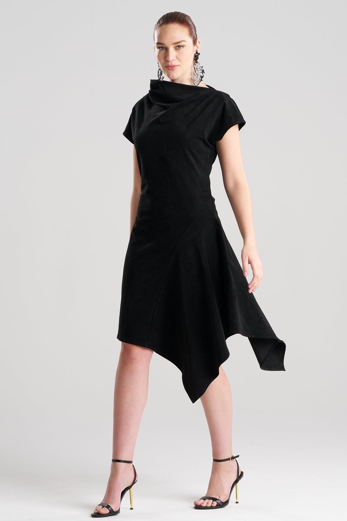 Vegan Luxe Suede Asymmetric Dress Black