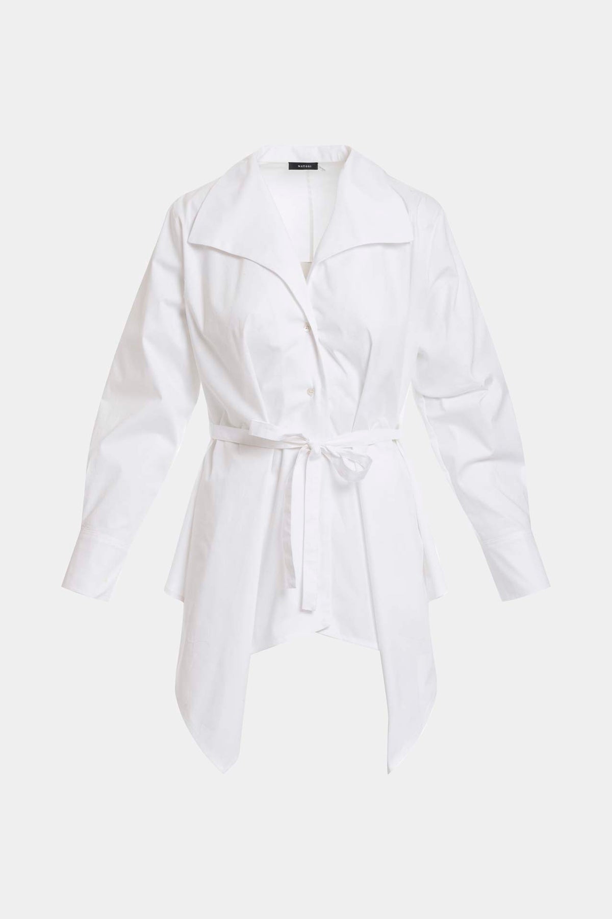 Cotton Poplin Handkerchief Hem Shirt White