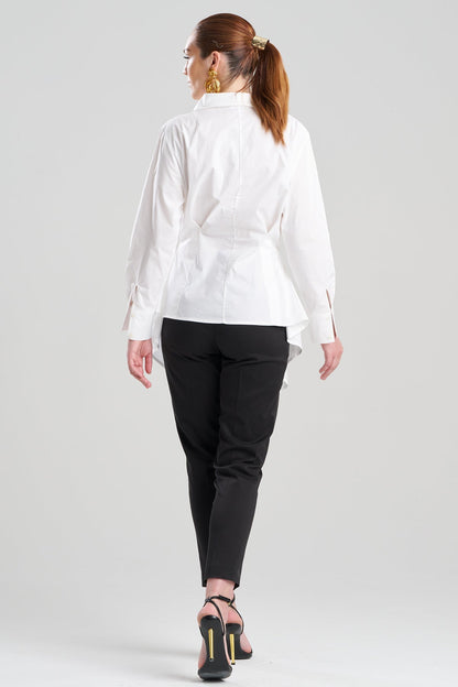 Cotton Poplin Handkerchief Hem Shirt White