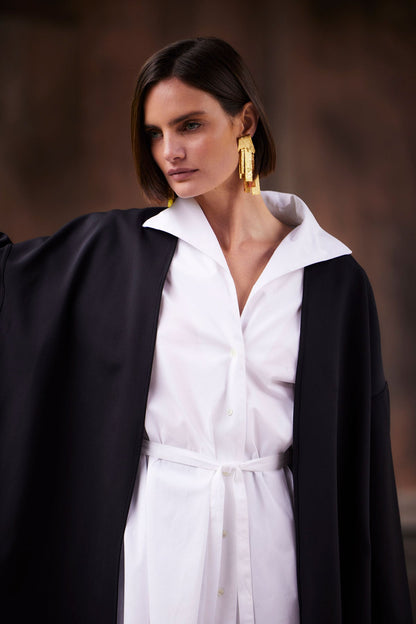 Cotton Poplin Handkerchief Hem Shirt White