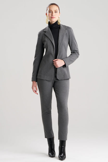 Compact Knit Cardigan Blazer Dark Grey Heather