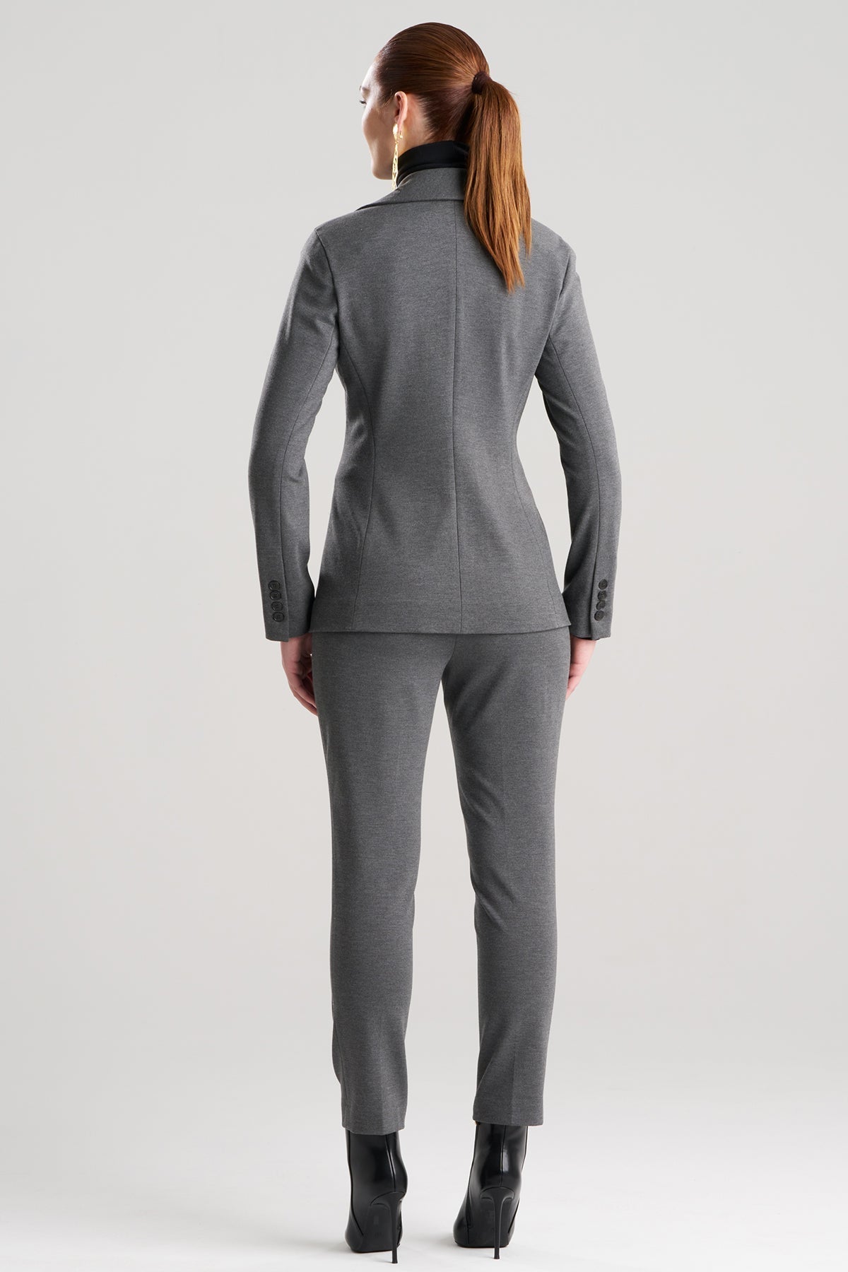 Compact Knit Cardigan Blazer Dark Grey Heather