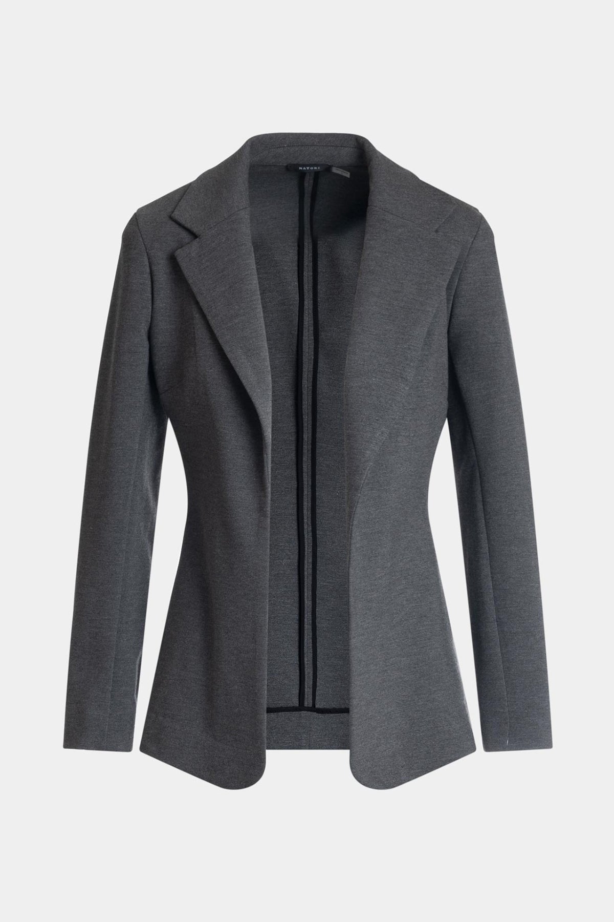 Compact Knit Cardigan Blazer Dark Grey Heather