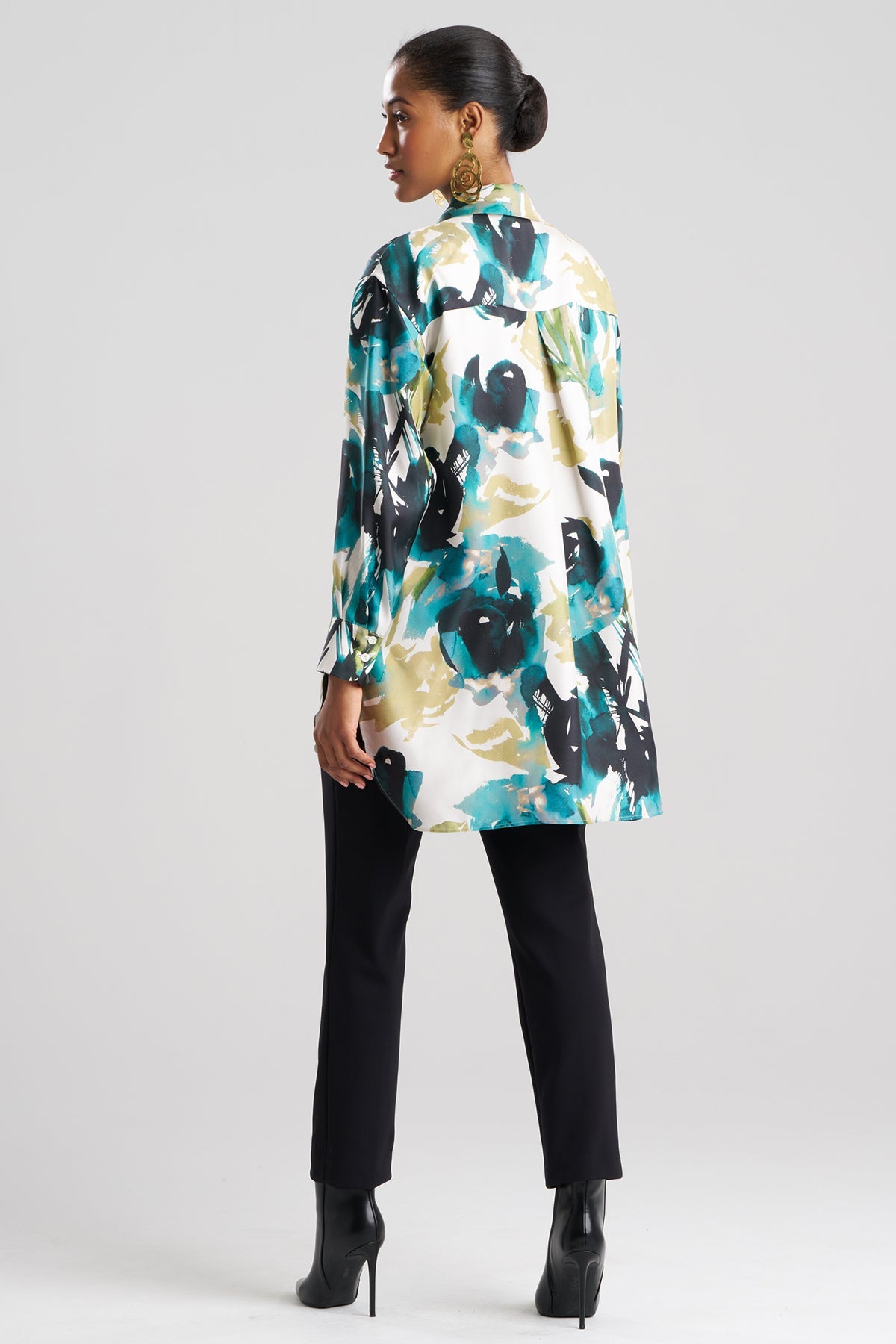 Mira Silk Twill Oversized Shirt Midnight Teal
