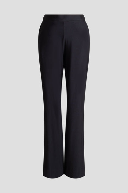 Crepe Knit Wide Pull On Pants Black