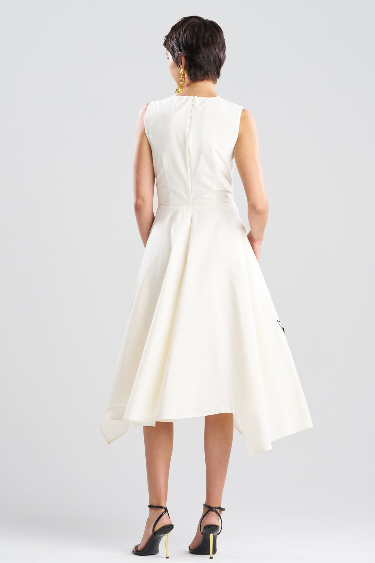 Tech Cotton Taffeta Embroidered Origami Maxi Dress Warm White