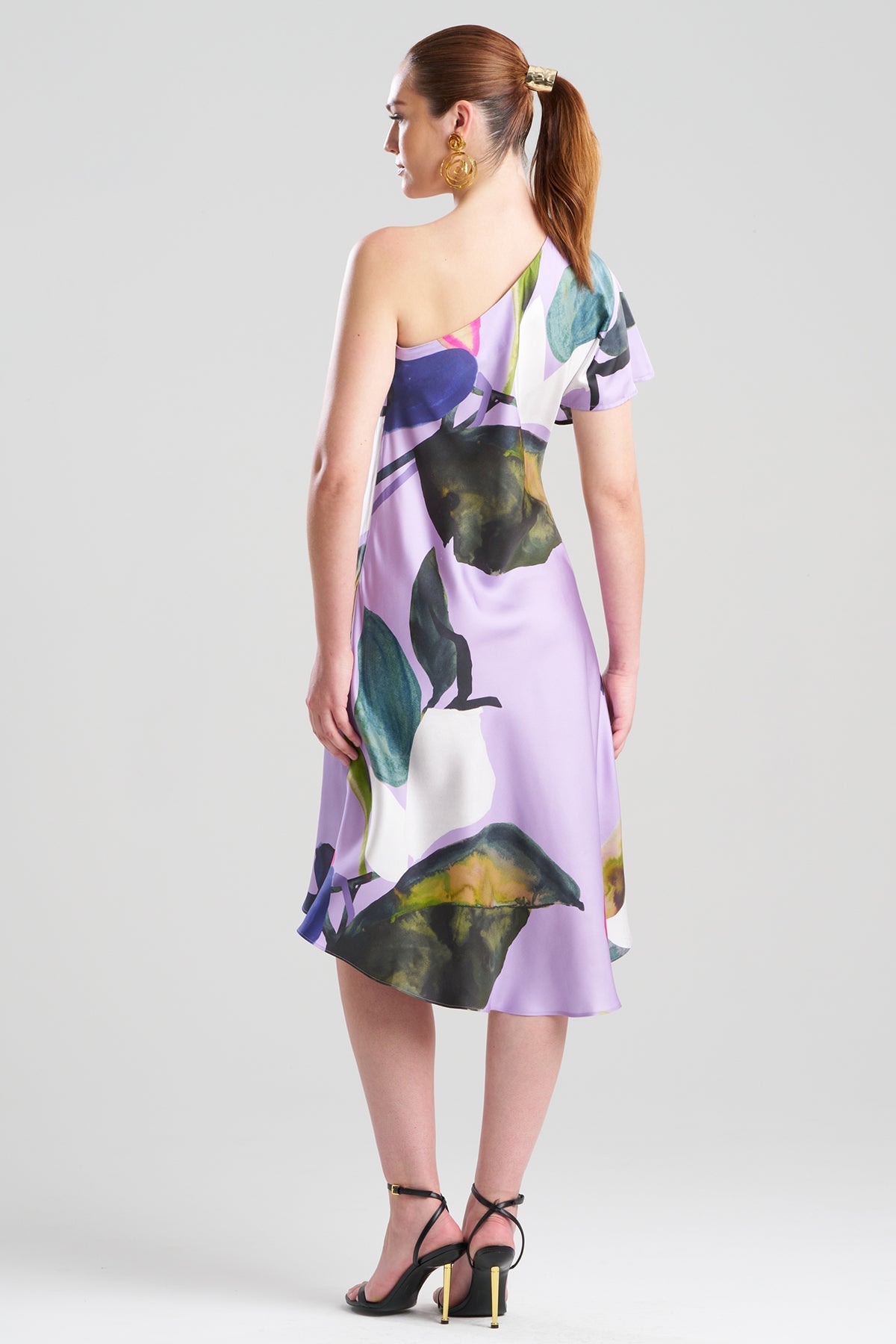 Yoru Silk Twill One Shoulder Dress Deep Orchid