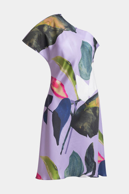Yoru Silk Twill One Shoulder Dress Deep Orchid
