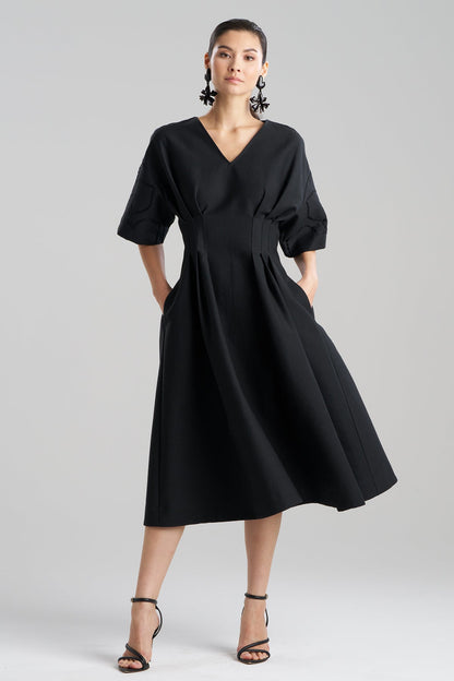 Canvas Cotton Embroidered Dress Black