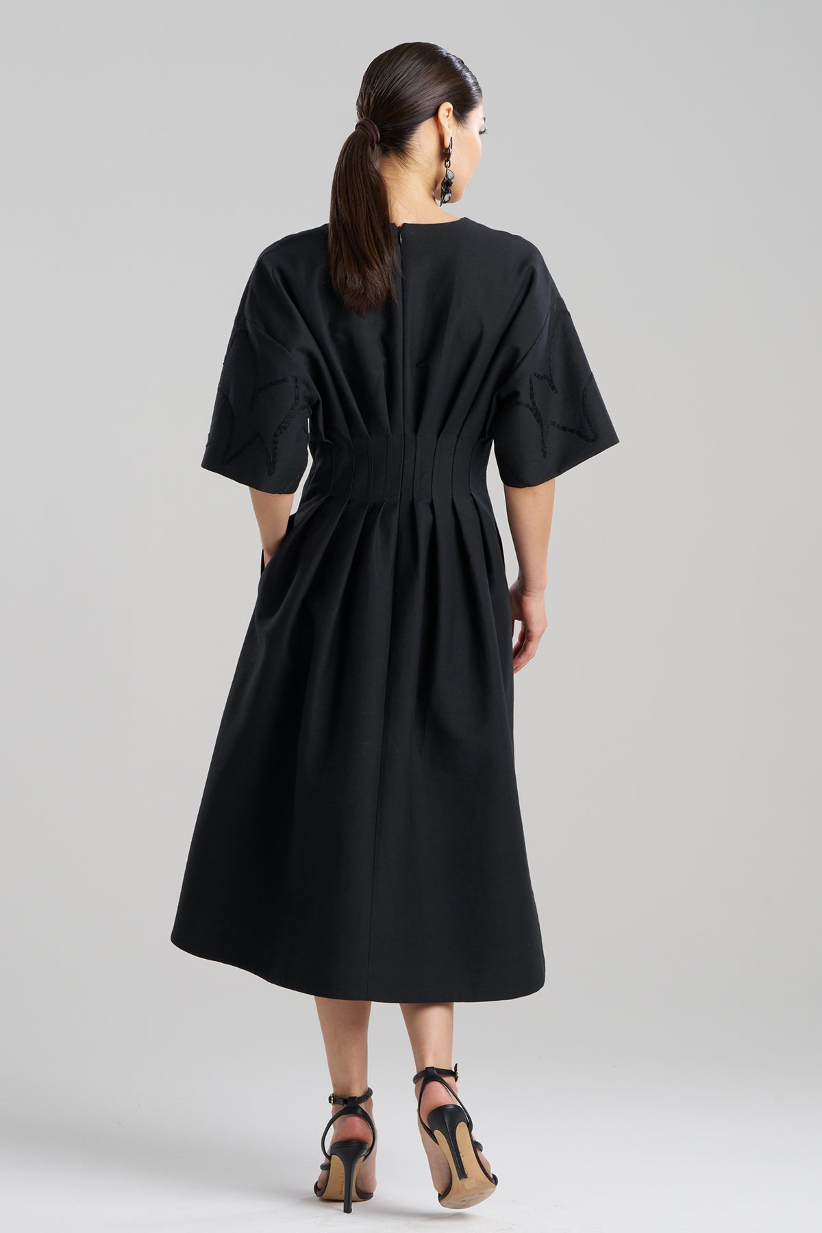 Canvas Cotton Embroidered Dress Black