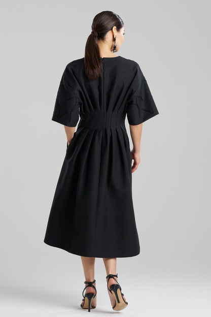 Canvas Cotton Embroidered Dress Black