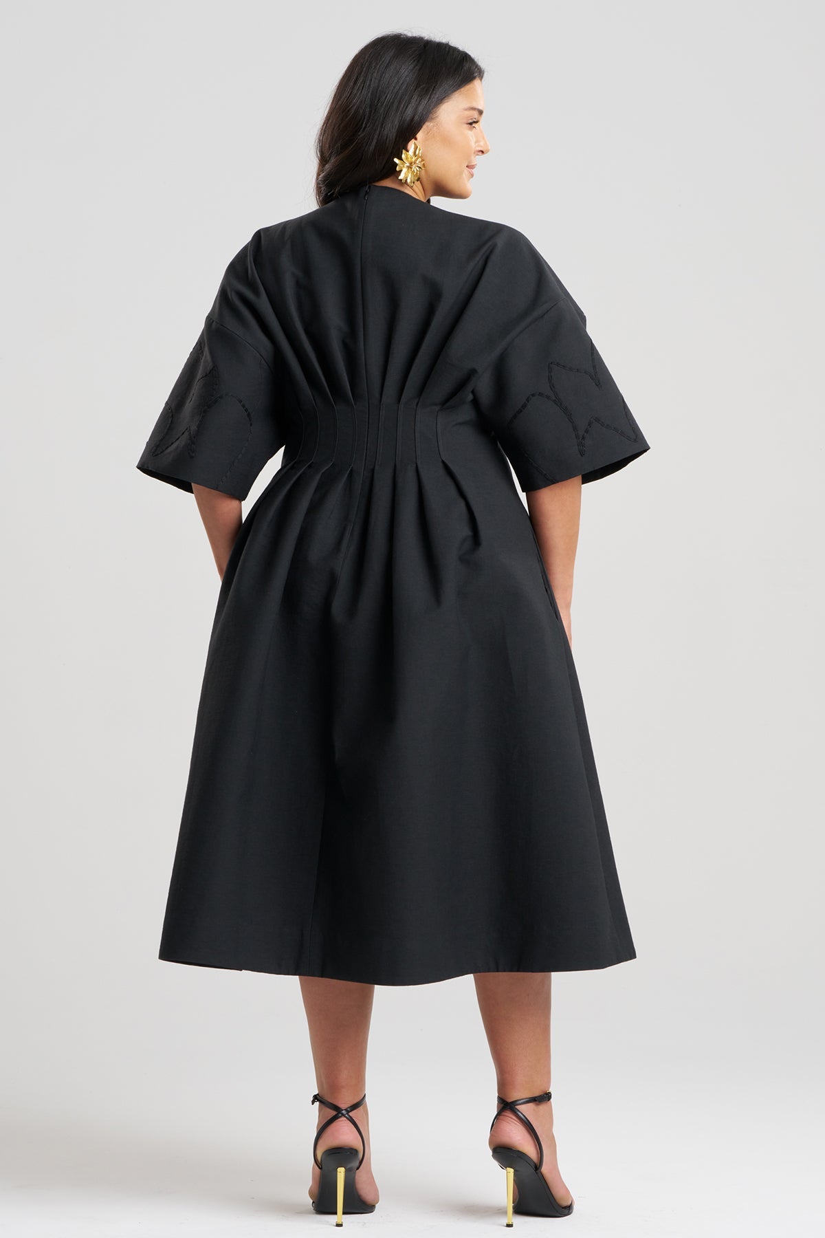 Canvas Cotton Embroidered Dress Black