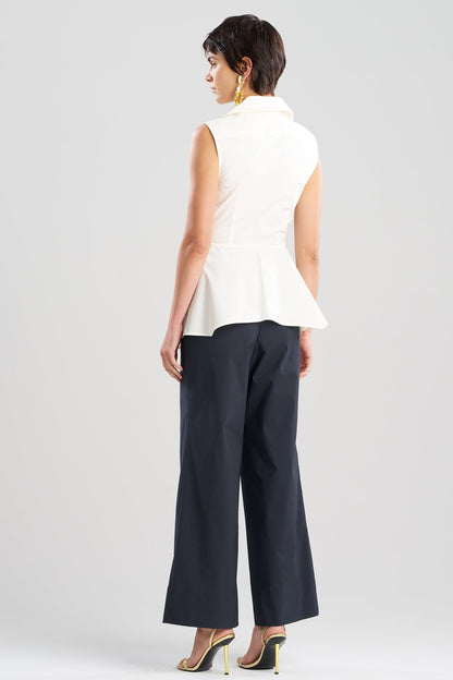 Tech Cotton Taffeta Cascade Peplum Shirt Warm White
