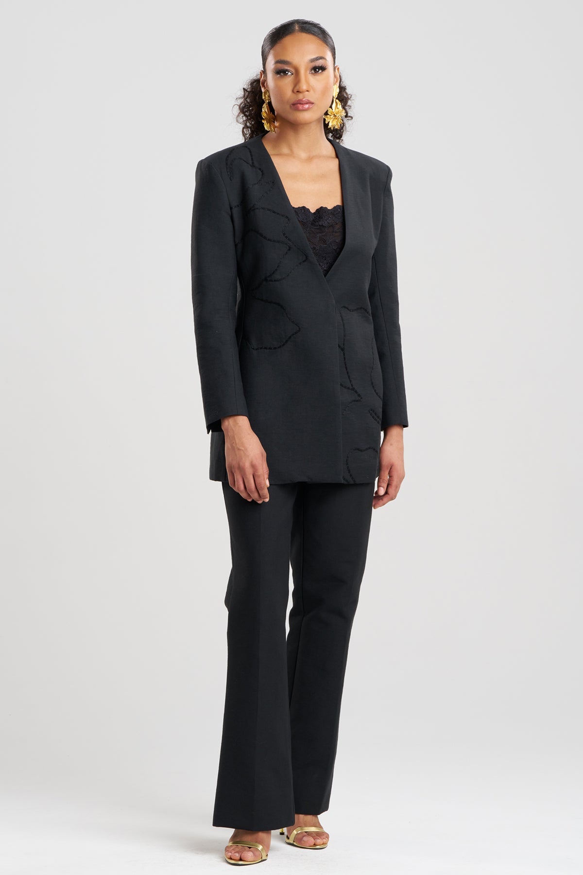 Canvas Cotton Embroidered Jacket Black