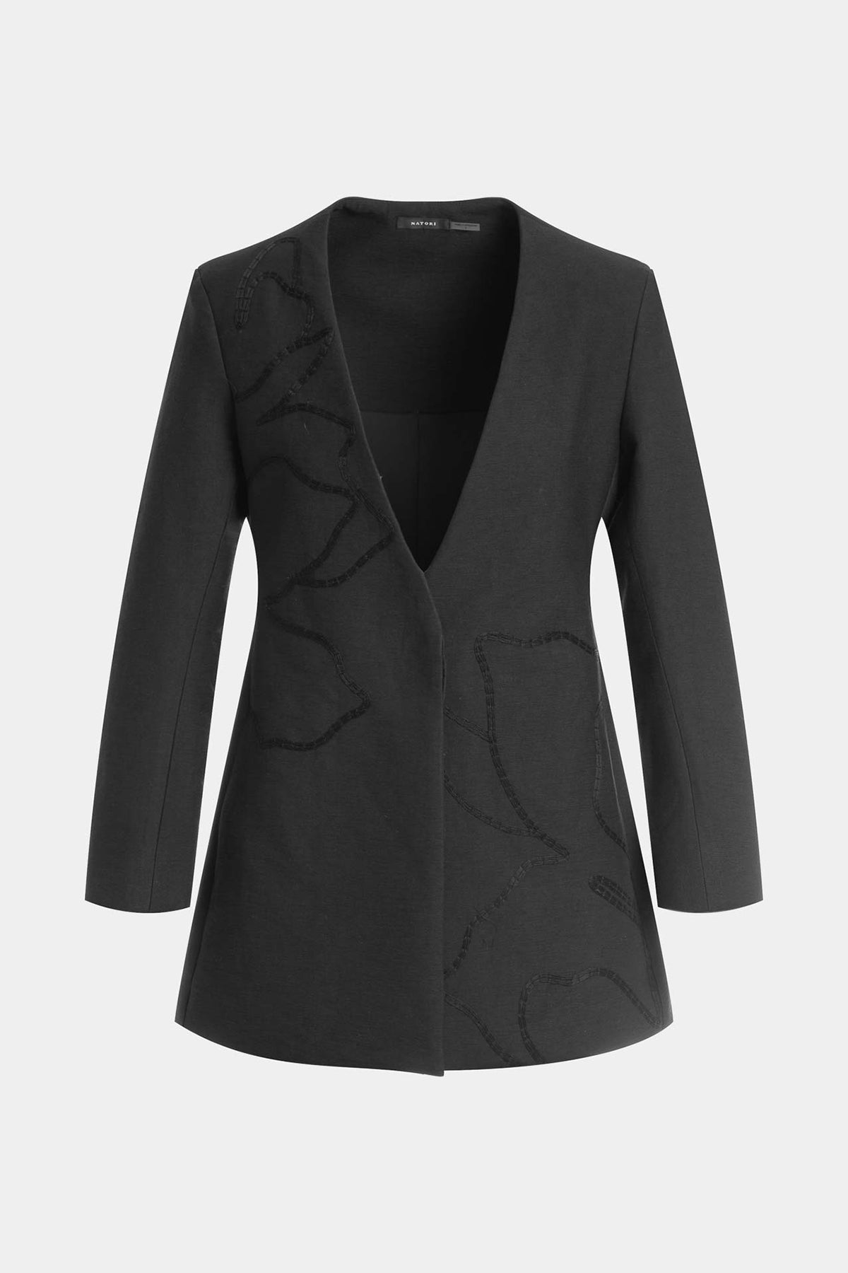 Canvas Cotton Embroidered Jacket Black