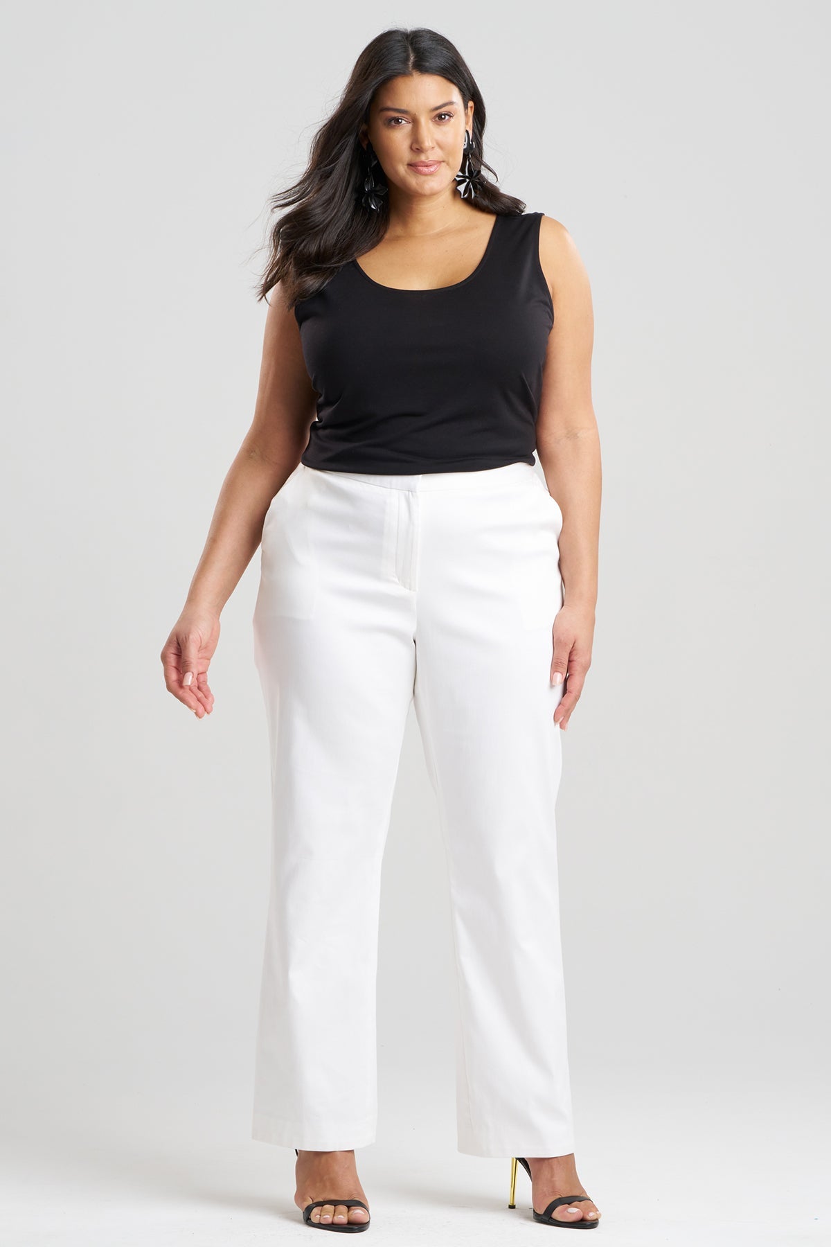 Cotton Chino Front Zip Pants White