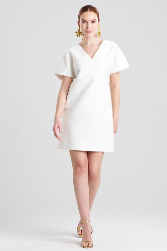Canvas Cotton Short Sleeve Sheath Dress White