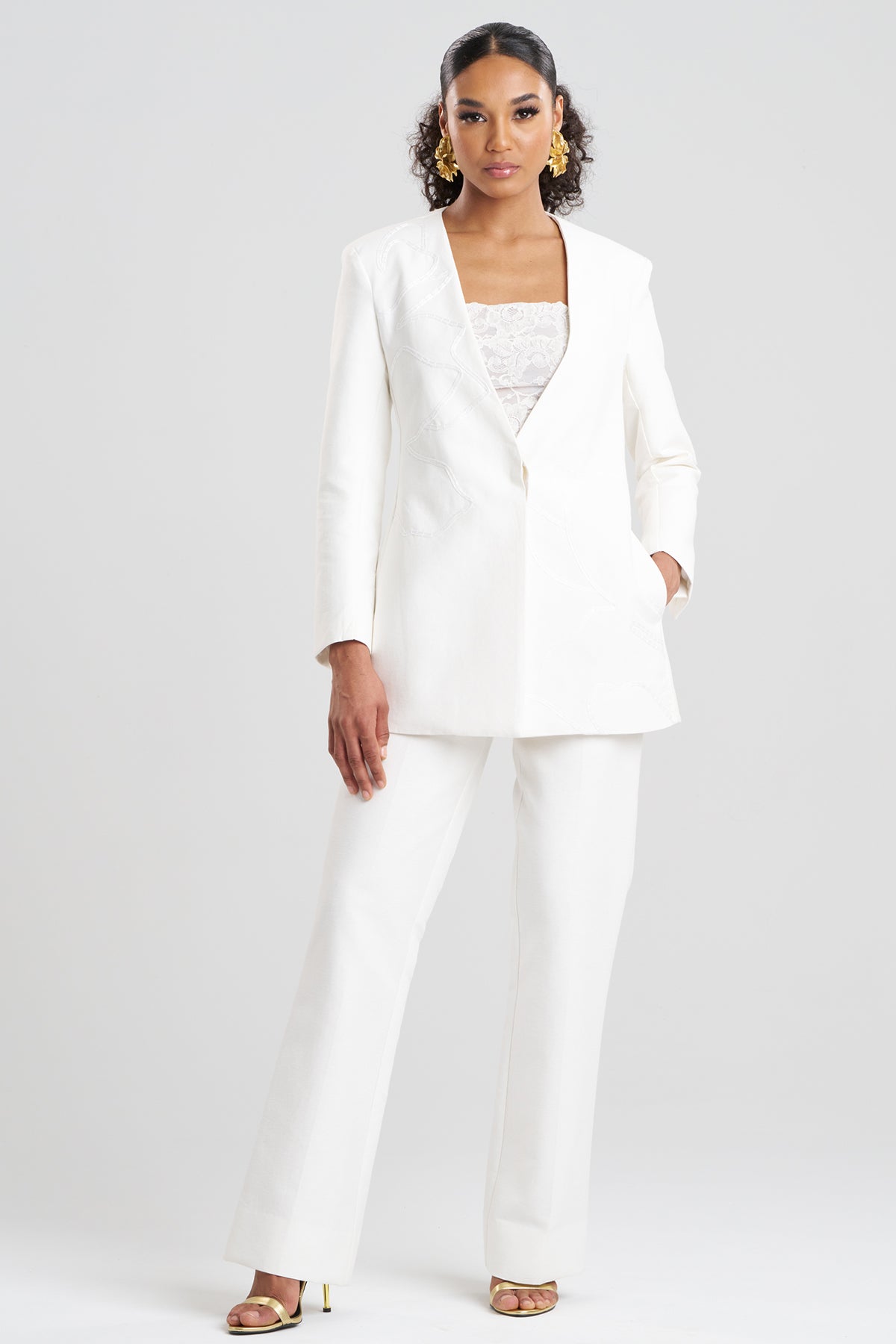 Canvas Cotton Embroidered Jacket White