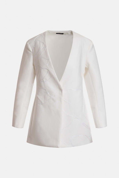Canvas Cotton Embroidered Jacket White