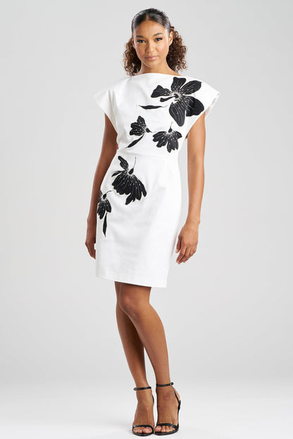 Cotton Chino Embroidered Mini Dress White