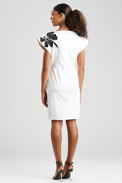 Cotton Chino Embroidered Mini Dress White