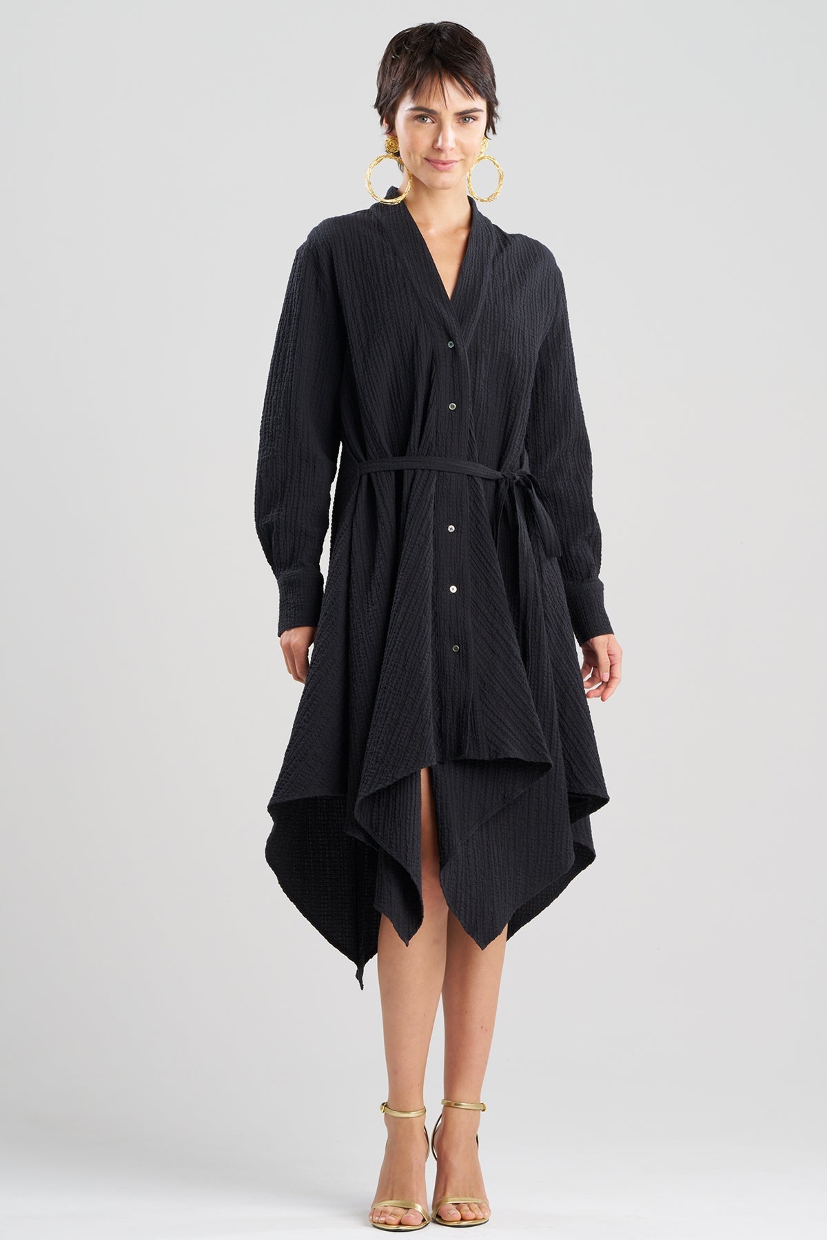 Matelassé Cotton Handkerchief Dress Black